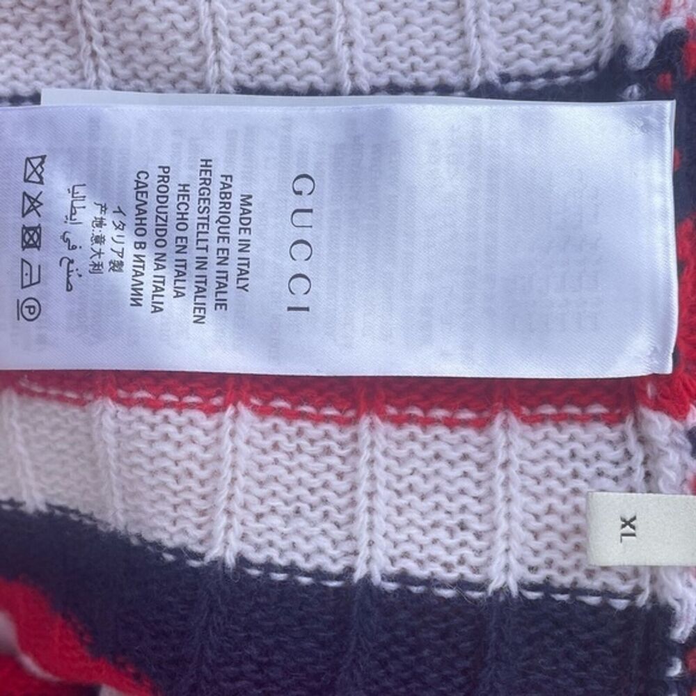 GUCCI MICHELE sweater 100% wool striped UFO sequins XL Women’s Designer 16 18 - Picture 7 of 10